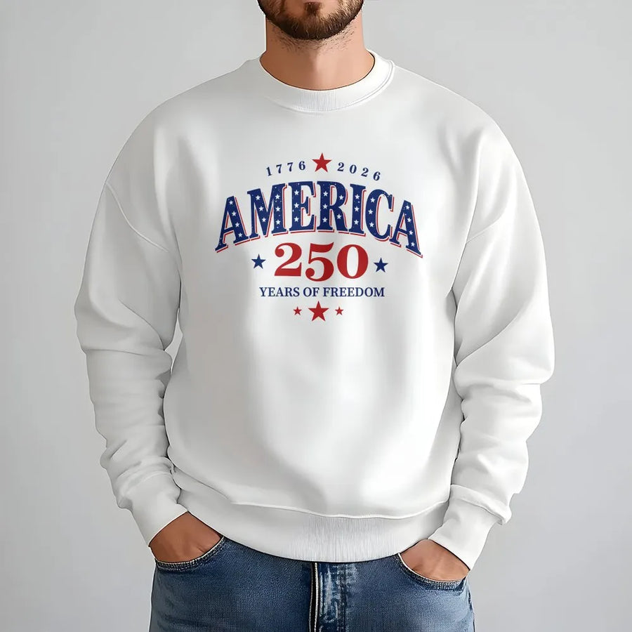 America 250 Sweatshirt | Vintage 1776-2026 USA Freedom Graphic | Premium Cotton Blend | Collector's 2026 Patriotic Gift for Men and Women