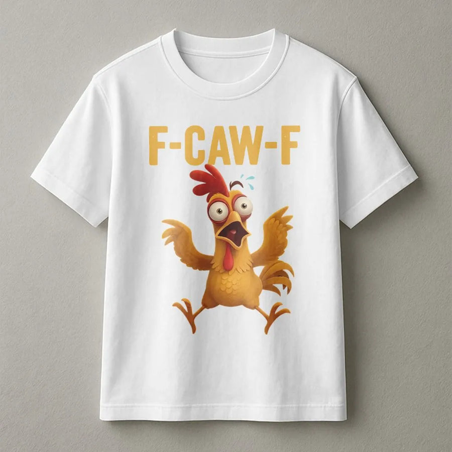 F-Caw-F Funny Chicken T-Shirt | Screaming Rooster Graphic Meme | Premium Cotton Unisex Tee | Sarcastic Poultry Lover Gift Idea