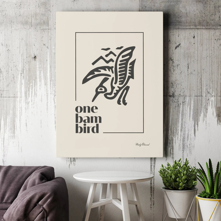 Minimalist Bird Canvas Wall Art | Abstract Scandinavian Folk Art Graphic | Premium Gallery Wrap Print | Modern Boho Home Decor Gift