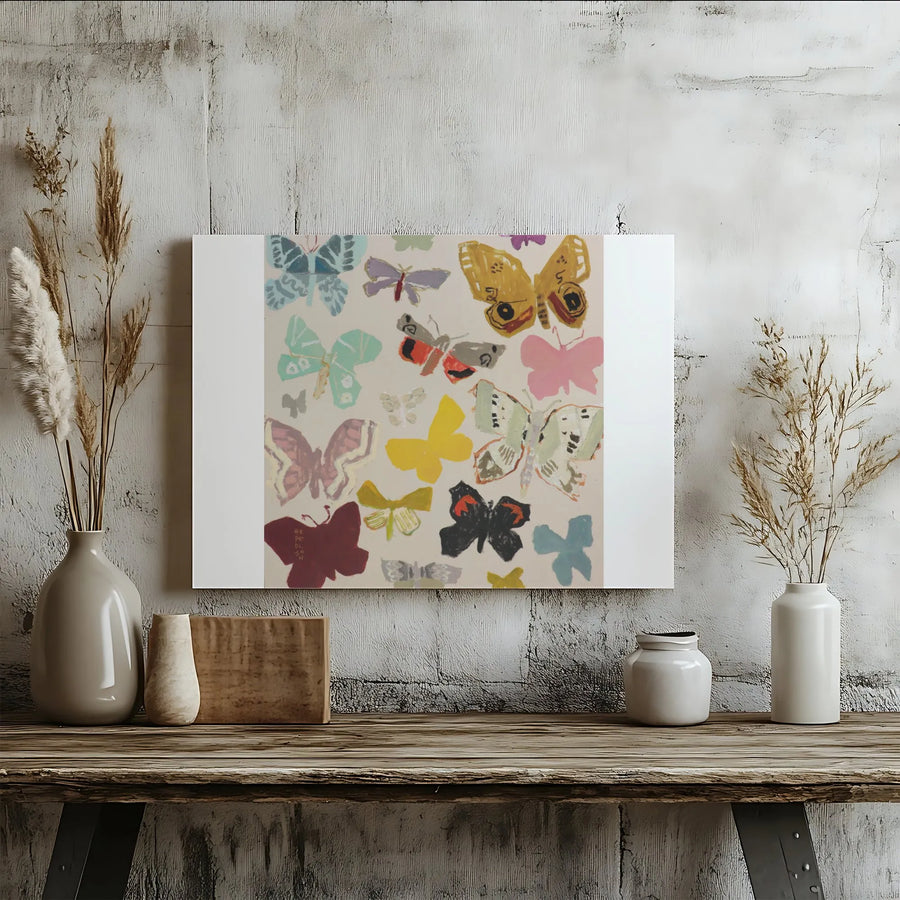 Butterfly Canvas Wall Art | Modern Vintage Butterfly Collection Print | Premium Gallery Wrapped Canvas | Minimalist Home Decor Gift