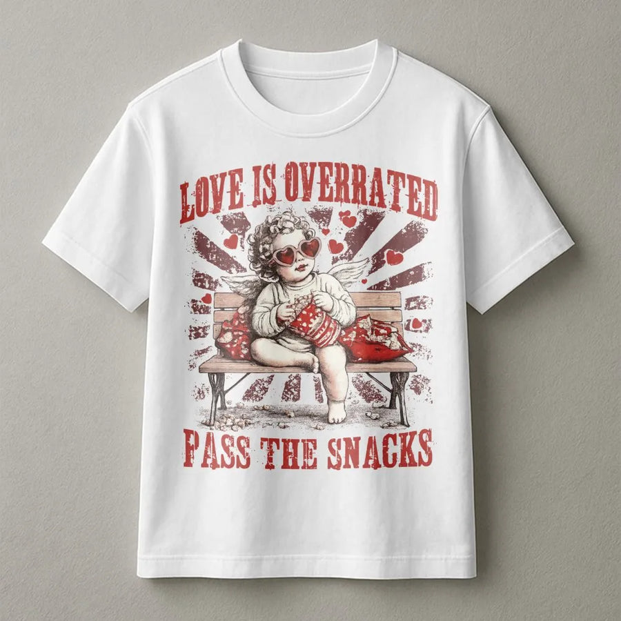 Anti Valentine T-Shirt | Funny Cupid Eating Popcorn Graphic | Premium 100% Cotton Tee | Sarcastic Gift for Singles and Valentine Haters