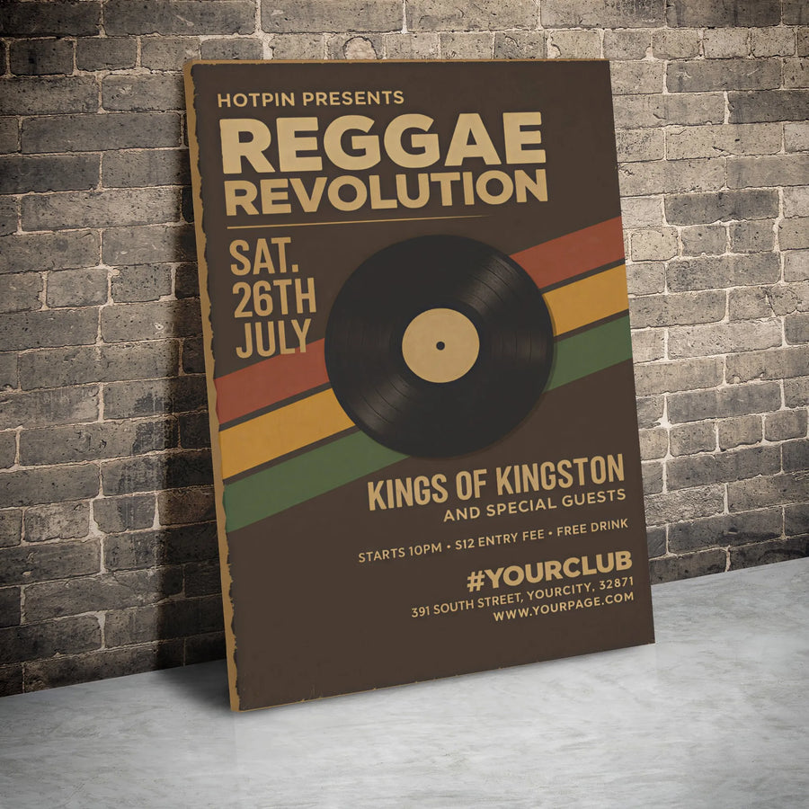 Reggae Music Wall Art Canvas | Retro Vinyl Record Music Poster | Premium Gallery Wrap Decor | Gift For Music Lover And Vinyl Collector