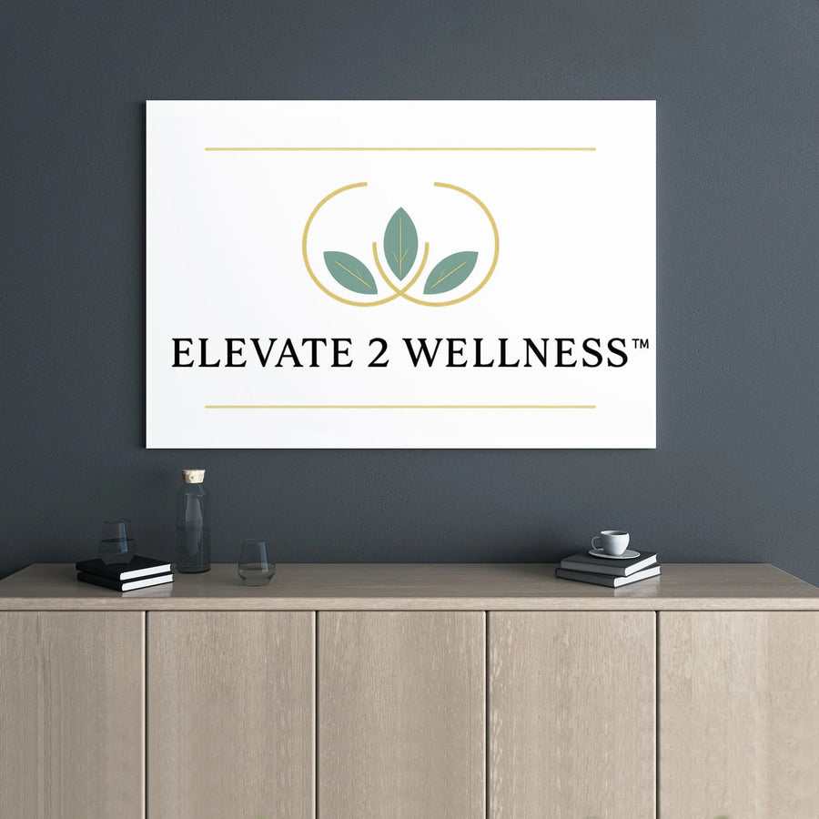 Elevate 2 Wellness Canvas Print | Modern Minimalist Leaf Logo Wall Art | 1.25" Gallery Wrap | Professional Office Decor & Aesthetic Gift