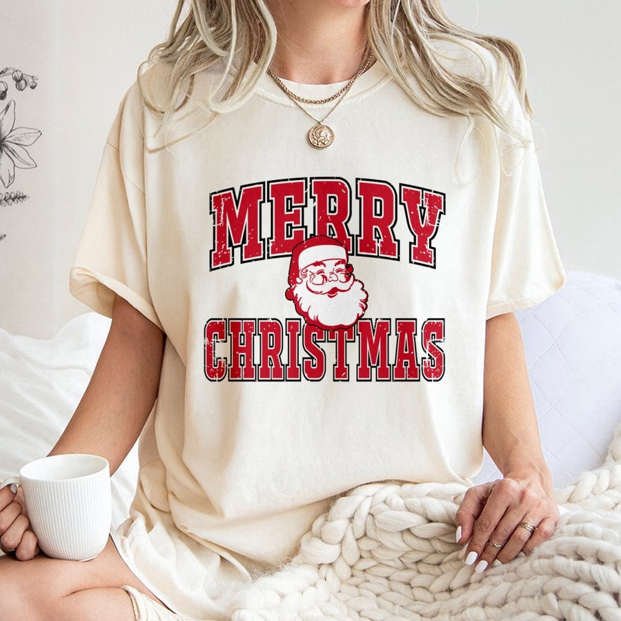 Merry Christmas Santa T-Shirt | Retro Distressed Graphic Tee | 100% Cotton Premium Quality | Festive Holiday Gift for Men and Women