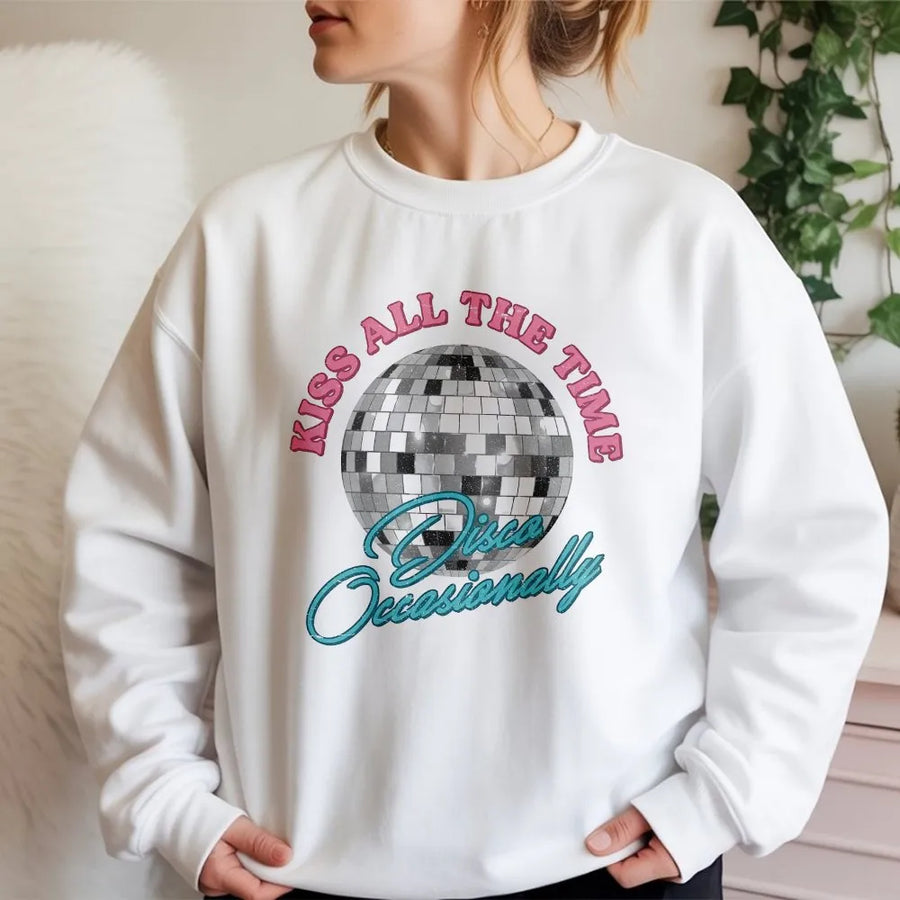 Disco Ball Sweatshirt | Retro Y2K Graphic Pullover | Cozy Cotton Blend | Gift for 90s Pop Concert Fan