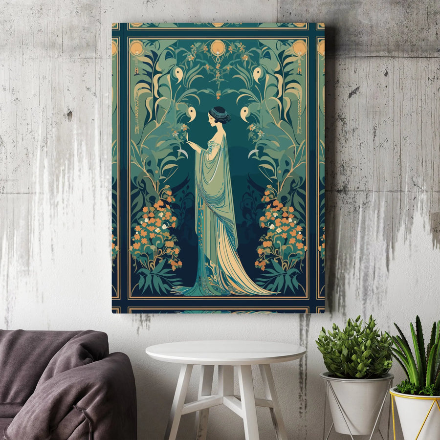Art Nouveau Canvas Print | Mucha Inspired Botanical Illustration | Premium Gallery Wrapped Canvas | Collector's Gift for Vintage Art Lovers