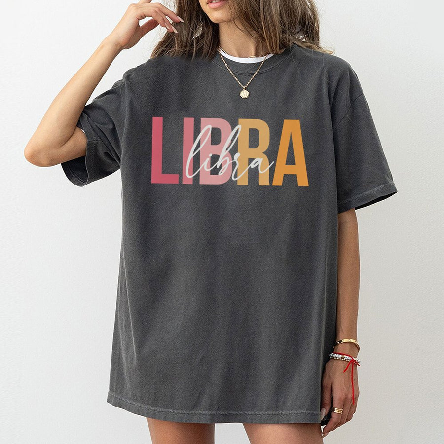 Libra Zodiac T-Shirt | Modern Gradient Block Letter Design | Premium 100% Cotton Tee | Astrology Lover Birthday Gift