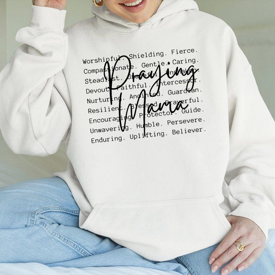 Praying Mama Hoodie | Inspirational Christian Mom Gift | Premium Cotton-Blend Graphic Sweatshirt | Religious Motherhood Apparel for Women