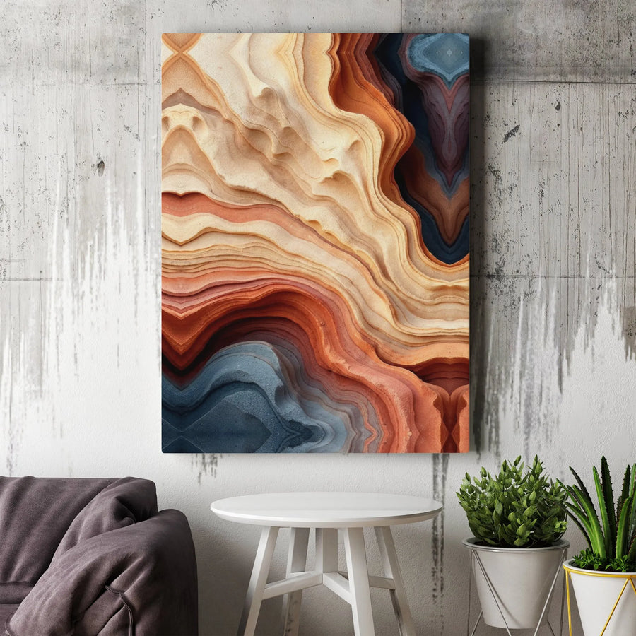 Abstract Sandstone Canvas Wall Art | Layered Geological Rock Formation Print | Premium Gallery Wrap Decor | Modern Office & Home Interior Gift