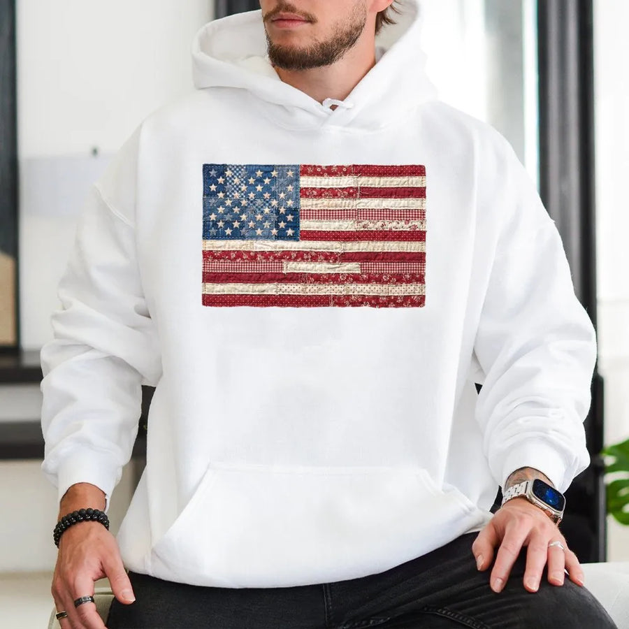 Retro 4th of July Shirt | Vintage Patchwork American Flag Tee | Premium Comfort Colors Cotton | Patriotic Independence Day Gift