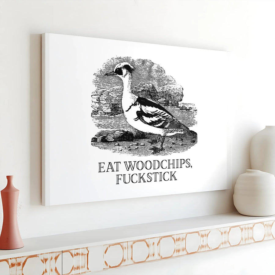 Funny Bird Canvas Wall Art | Sarcastic Quote with Vintage Illustration | Premium Gallery Wrapped Canvas | Gag Gift for Friends, Funny Home Decor