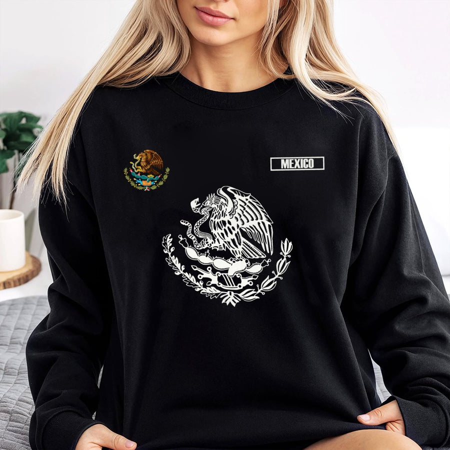Mexico Eagle Emblem Sweatshirt | Mexican Coat of Arms Graphic | Cotton Blend Premium Pullover | Heritage Apparel for Men and Women