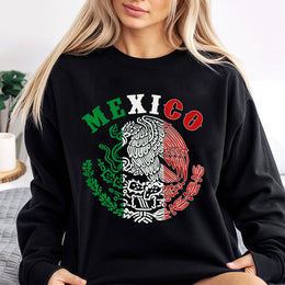 Mexico Sweatshirt | Mexican Coat Of Arms Graphic Print | Premium Cotton Blend Crewneck | Gift For Mexican Independence Day Pride