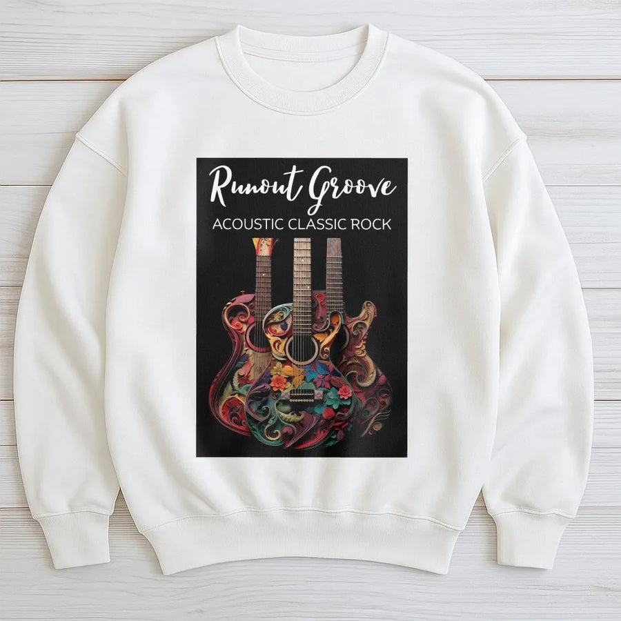 Acoustic Guitar Sweatshirt | Ornate Floral Music Graphic | Premium Cotton Blend | Gift For Musician Guitarist