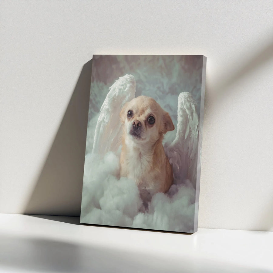 Chihuahua Angel Canvas Wall Art | Dog with Angel Wings Portrait | Premium Gallery Wrapped Canvas | Pet Memorial Gift for Dog Lover