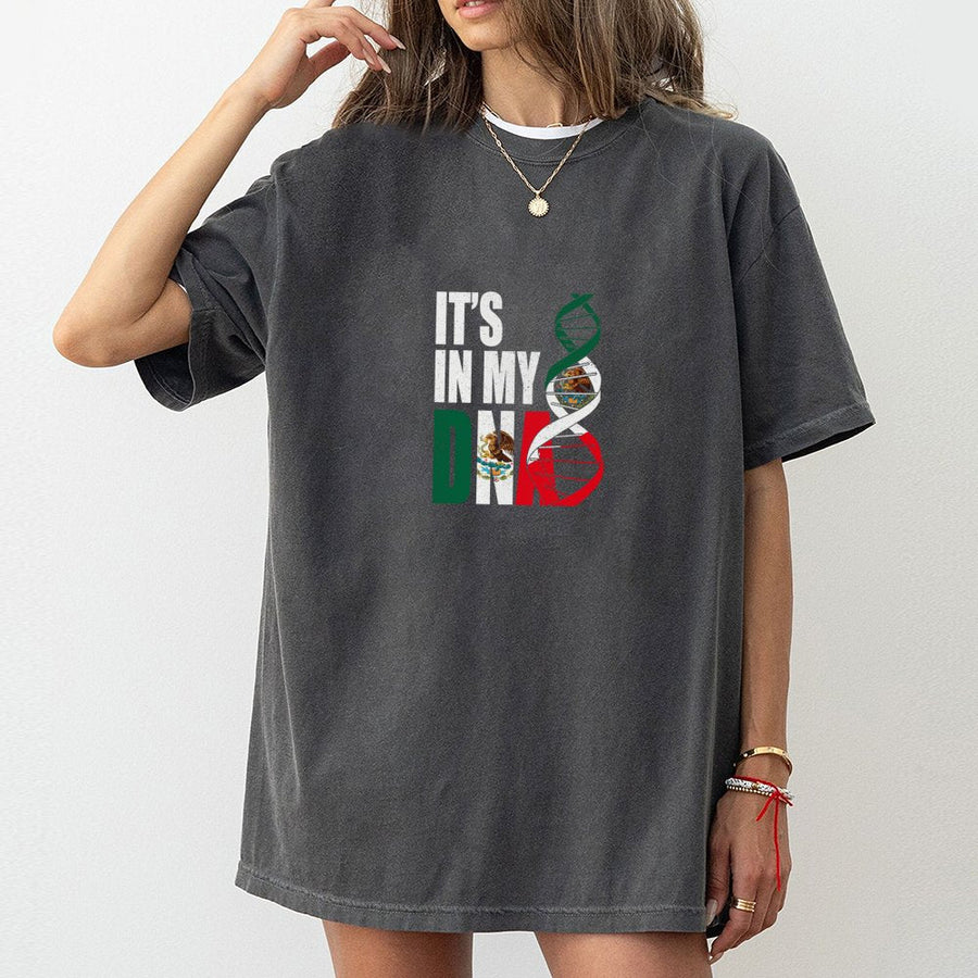 Mexican Heritage DNA T-Shirt | Mexico Flag DNA Helix Design | 100% Cotton Premium Tee | Latino Pride Gift for Mexican Americans