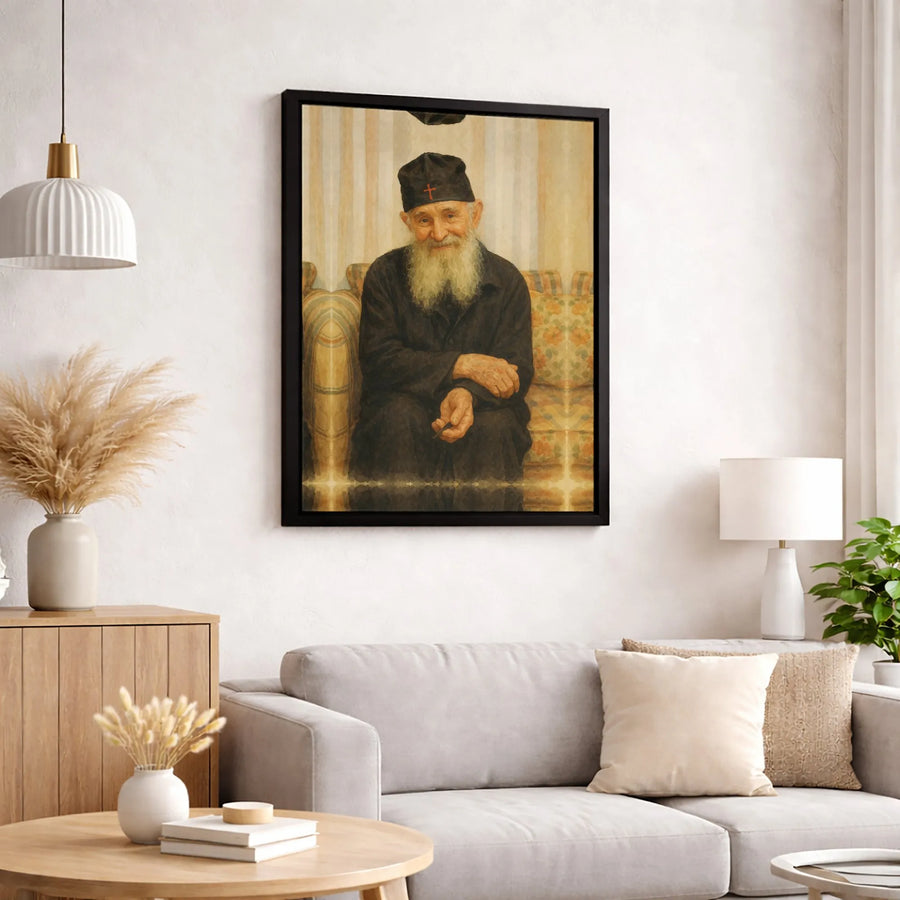 Orthodox Monk Portrait Canvas Print | Religious Elder Wall Art | Gallery-Quality Fade-Resistant | Spiritual Home Decor Gift