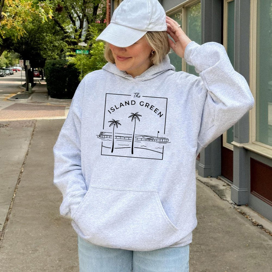 Island Green Golf Hoodie | Minimalist Palm Tree Line Art | Premium Cotton Blend | Gift For Golfers And Sports Fans