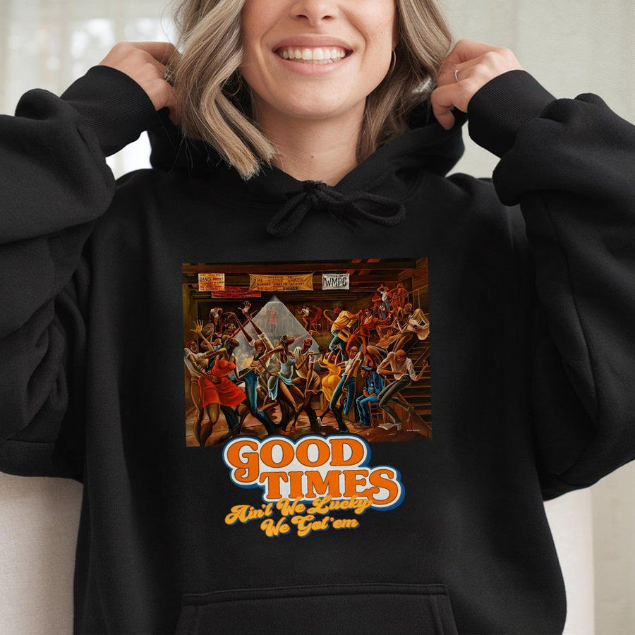 Retro Hoodie – 1974 Good Times 70s Disco Party Graphic Hoodie With Have Fun Slogan, Loose Fit Casual Made In Usa, Back To School Menswear Womenswear
