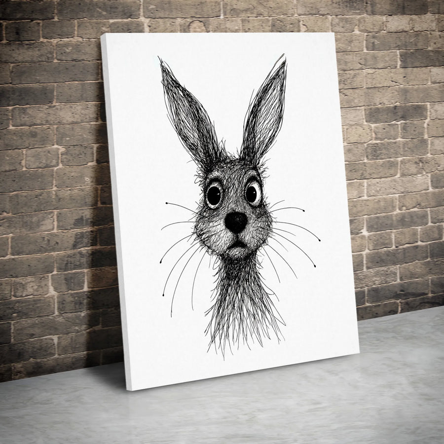 Sketch Rabbit Canvas Wall Art | Minimalist Bunny Line Drawing | Premium Gallery Wrap Canvas | Modern Nursery & Kids Room Decor Gift