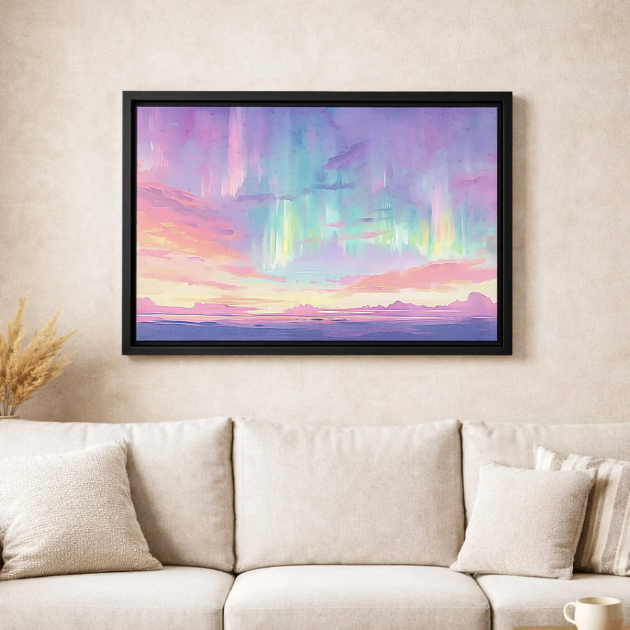 Pastel Northern Lights Canvas Print | Abstract Aurora Borealis Seascape Wall Art | Gallery-Quality 1.25" Profile | Modern Home Decor Gift