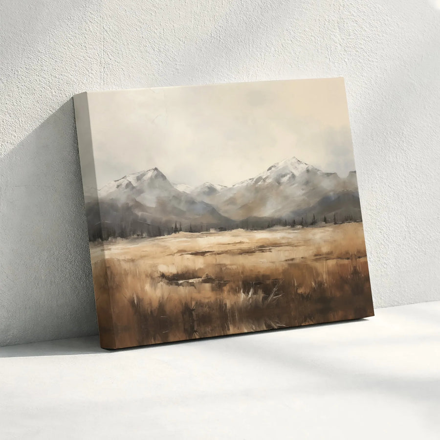 Mountain Landscape Canvas Wall Art | Misty Meadow Forest View | Premium Gallery Wrap Print | Modern Nature Home Decor for Living Room