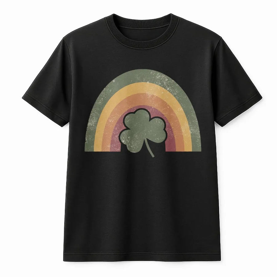 St Patricks Day Shamrock T-Shirt | Retro Rainbow Graphic Design | Premium Soft Cotton Tee | Irish Pride Lucky Gift For Women And Men