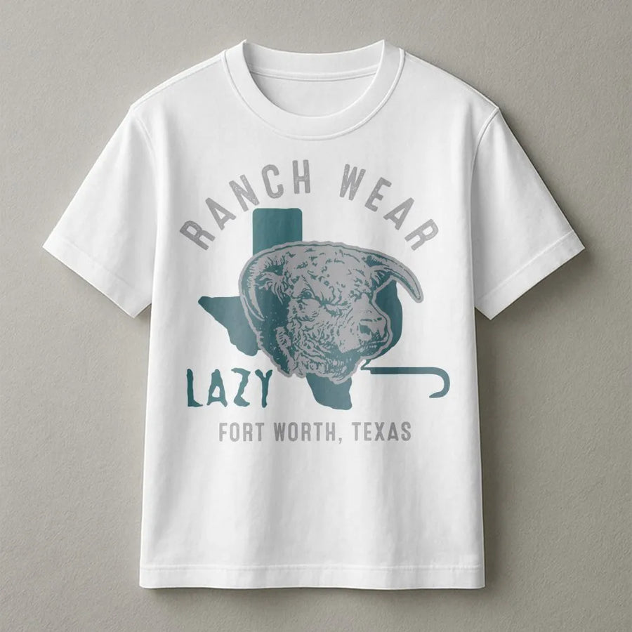 Ranch Wear Texas T-Shirt | Hereford Bull Graphic Design | Premium Cotton Country Apparel | Gift for Cowboy Cowgirl Western Enthusiast