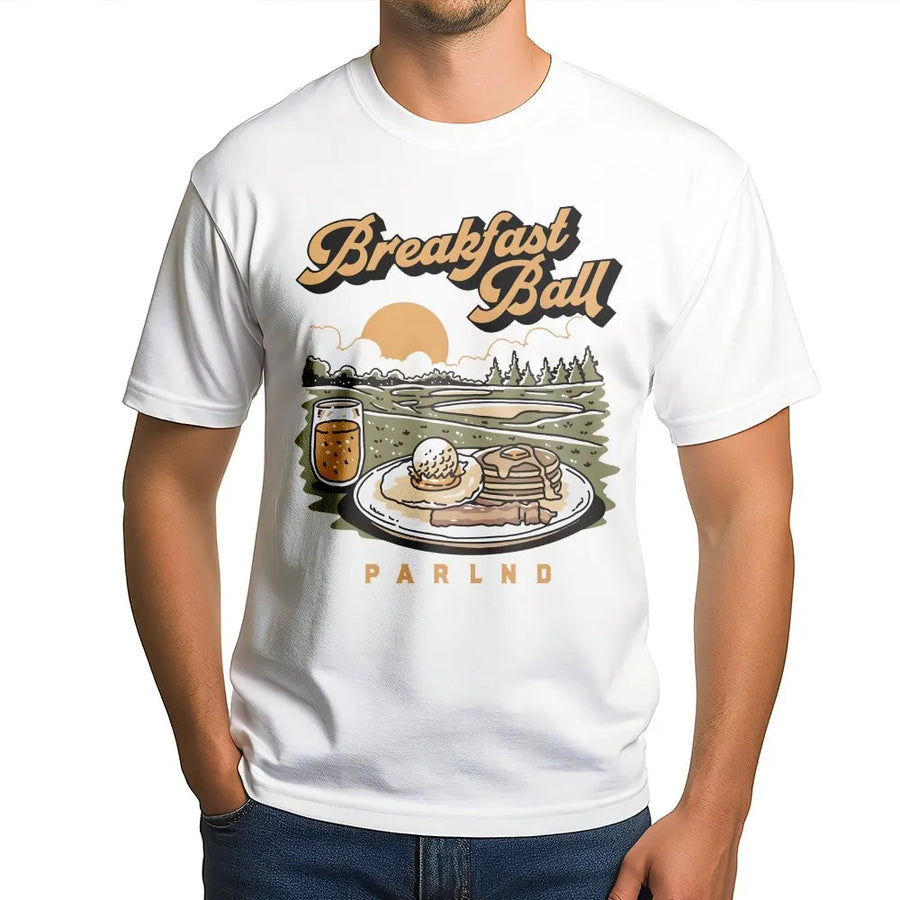 Breakfast Ball Golf T-Shirt | Retro Funny Brunch Graphic Design | Premium 100% Cotton Tee | Gift for Golfers and Breakfast Lovers