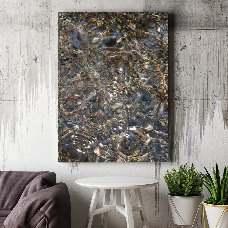 Rippling Water River Stone Canvas Wall Art | Abstract Nature Photography Decor | Premium Gallery Wrapped Print | Zen Office & Home Living Room Gift