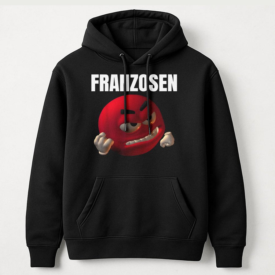 Franzosen Meme Hoodie | Angry Red Emoji Graphic Sweatshirt | Cotton-Blend Premium Quality | Funny German Internet Culture Gift for Men and Women