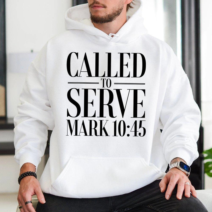 Called To Serve Hoodie | Mark 10:45 Bible Verse Scripture | Premium Cotton-Blend Religious Apparel | Christian Faith Gift for Men and Women