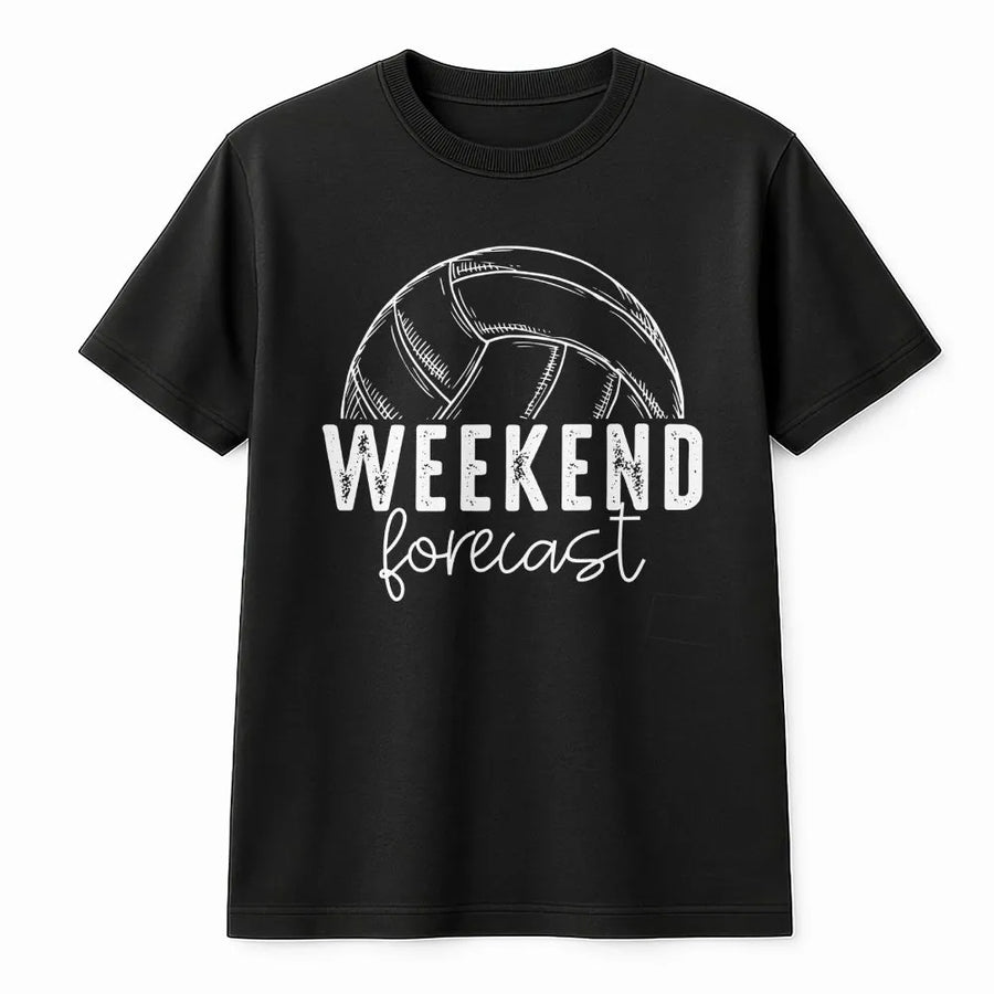 Volleyball Weekend Forecast T-Shirt | Sporty Graphic Volleyball Tee | Premium 100% Cotton | Funny Volleyball Gift for Players & Coaches