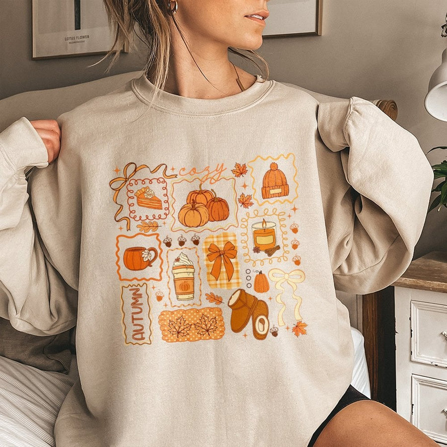 Cozy Season Sweatshirt | Preppy Fall Pumpkin Bow Graphic | Premium Cotton Blend | Aesthetic Autumn Gift For Her