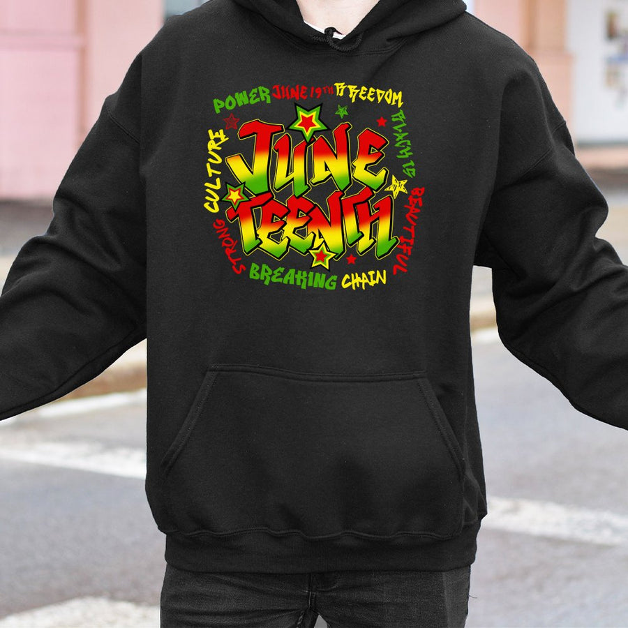 Juneteenth Graphic Hoodie | Pan-African Flag Colors Design | Premium Cotton-Blend Sweatshirt | Black History Emancipation Day Gift for Adults