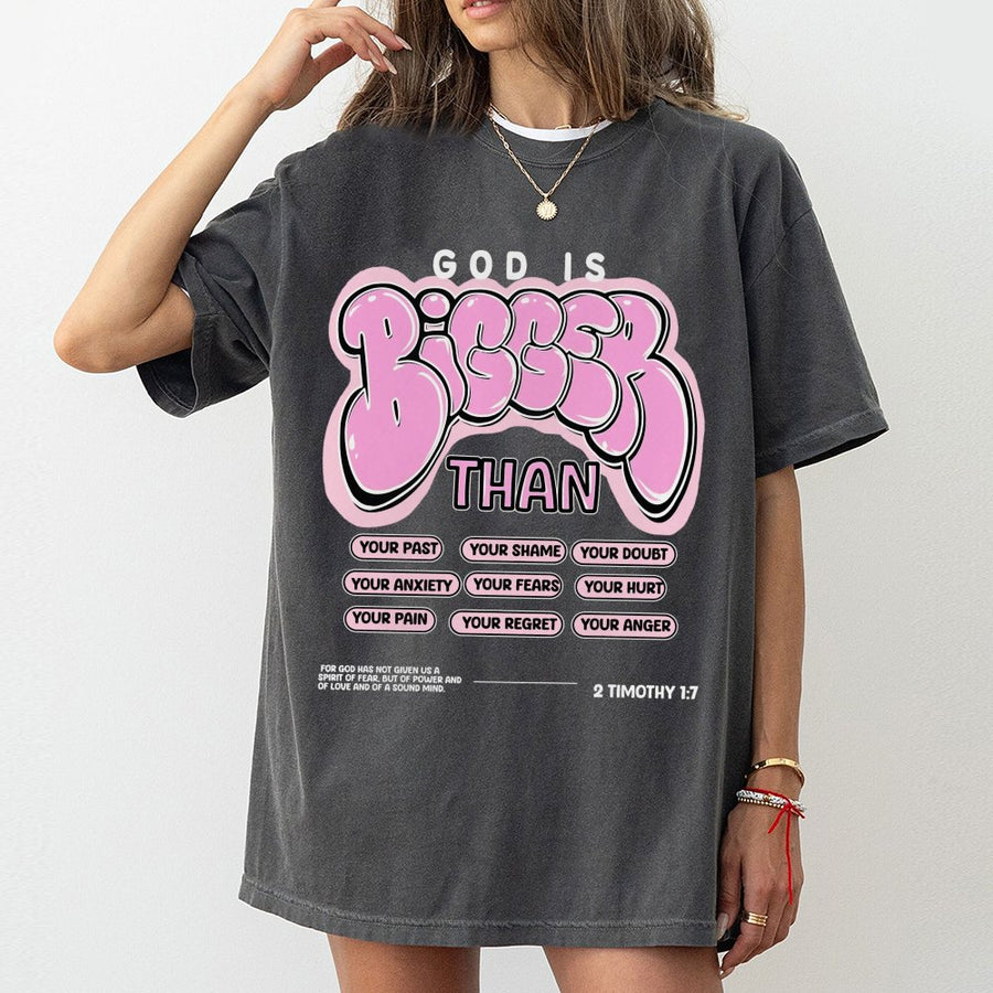 God Is Bigger Than T-Shirt | Christian Bible Verse Graphic Tee | 100% Cotton Premium Quality | Inspirational Faith-Based Gift For Men And Women