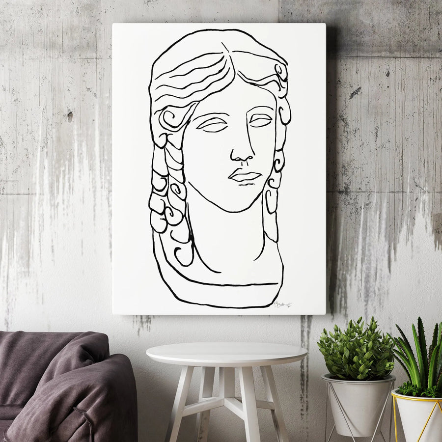 Greek Statue Canvas Print | Minimalist Line Art Drawing | Thick Gallery Wrap Canvas | Modern Home Decor Gift