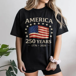 America 250 Years T-Shirt | Vintage USA Flag 1776-2026 Graphic | Soft Cotton Patriotic Tee | USA Anniversary Commemorative Gift