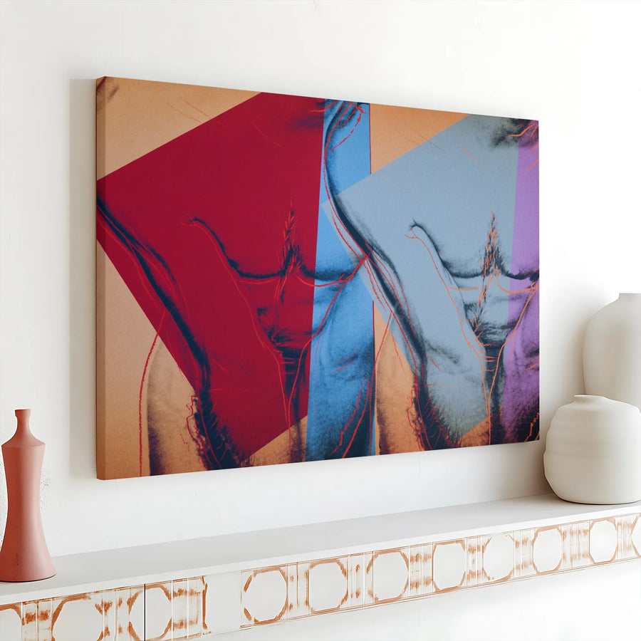 Abstract Male Torso Canvas Art | Geometric Pop Art Print | 1.25 Inch Gallery Wrap | Modern Masculine Wall Decor for Living Room