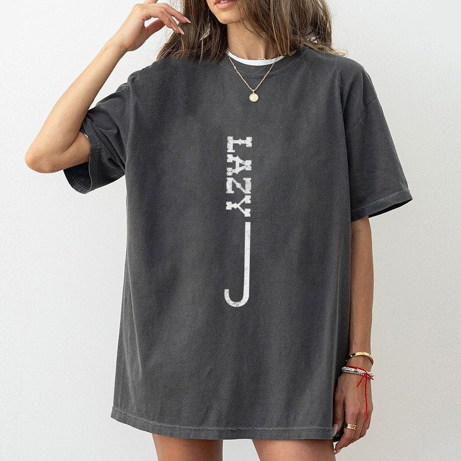 Lazy J Brand Logo T-Shirt | Distressed Vertical Typography Design | Premium 100% Cotton Apparel | Western Ranch Lifestyle Gift For Men And Women