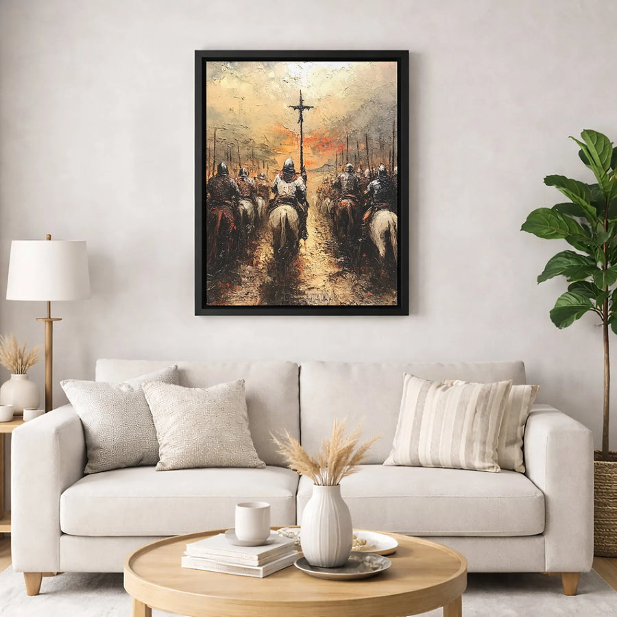 Medieval Knights Canvas Print | Crusader Army Oil Painting Style | Premium 1.25-Inch Gallery Wrap | Historic Wall Art Decor