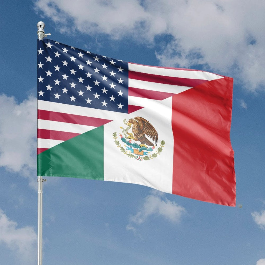 USA Mexico Friendship Flag | Split American Mexican Design | Durable UV-Resistant Polyester | Patriotic Garden Decor Gift for Heritage Pride