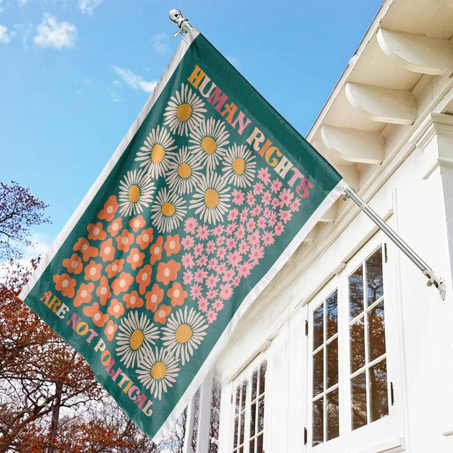 Human Rights Are Not Garden Flag | Retro Floral Botanical Garden Decor | Premium Fade-Resistant Polyester | Outdoor Yard Banner Gift