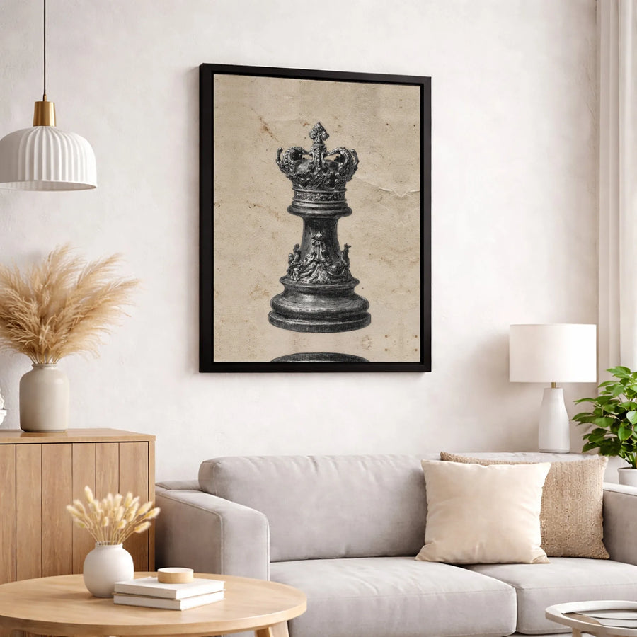 Chess King Wall Art | Vintage Illustration Print | Gallery-Quality 1.25 Inch Canvas | Premium Decor Gift For Chess Players