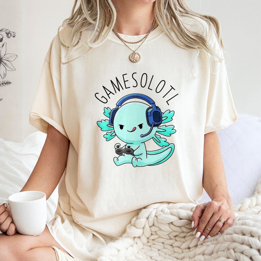 Axolotl Gamer T-Shirt | Funny Gamesolotl Video Game Design | Premium Cotton Apparel | Cute Gaming Gift for Teens Men Women