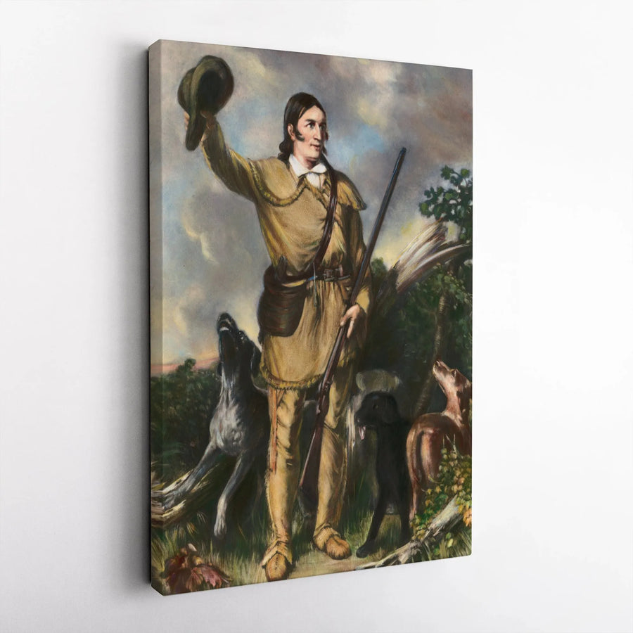 Davy Crockett Canvas Print | Historical Frontier Portrait Wall Art | Premium Gallery Wrapped 1.25" Profile | American History Gift for Collectors