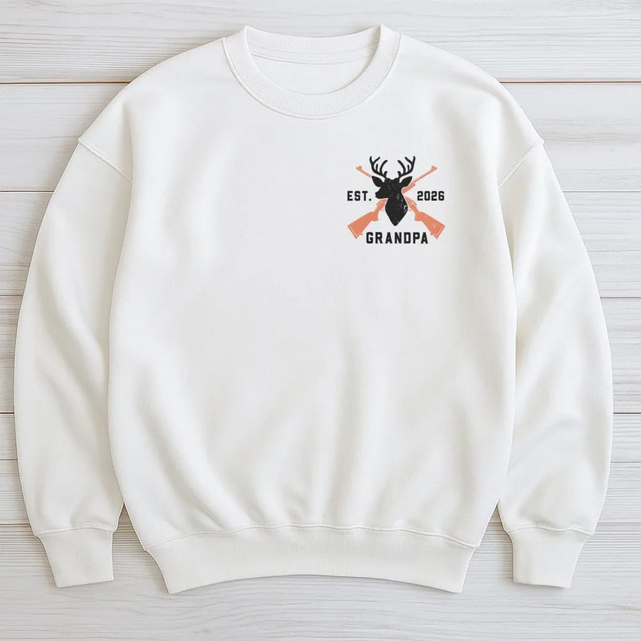 Grandpa Deer Hunting Sweatshirt | Pregnancy Announcement Est 2026 Graphic | Soft Cotton-Poly Blend | First Father's Day Gift for Grandpa to Be