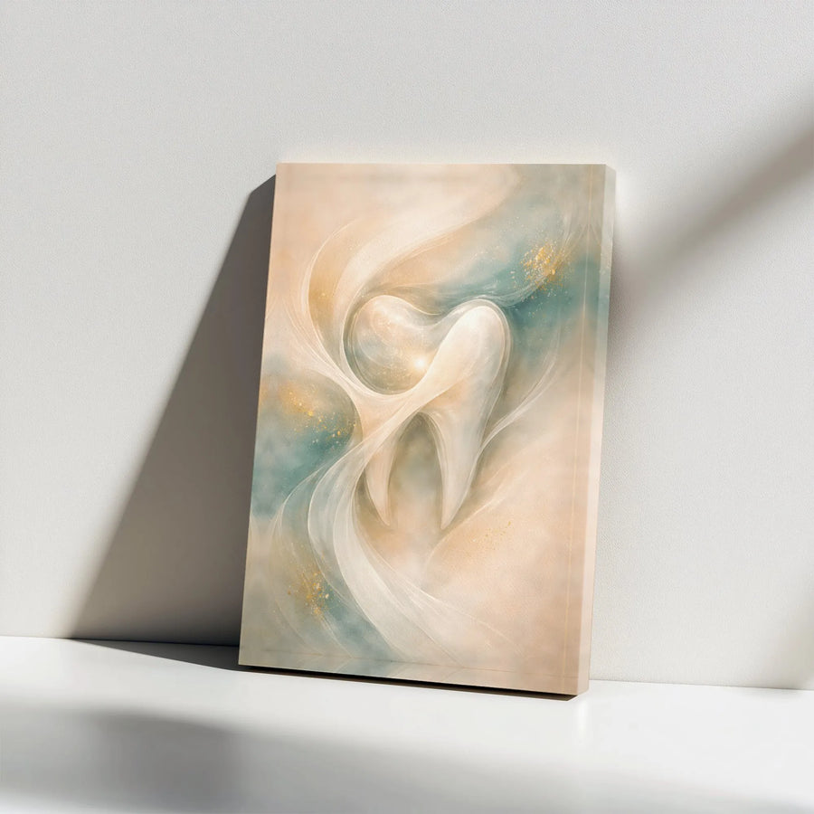Dental Art Canvas Print | Abstract Molar Tooth Painting | Premium Gallery Wrapped Canvas | Dentist Office Decor Gift