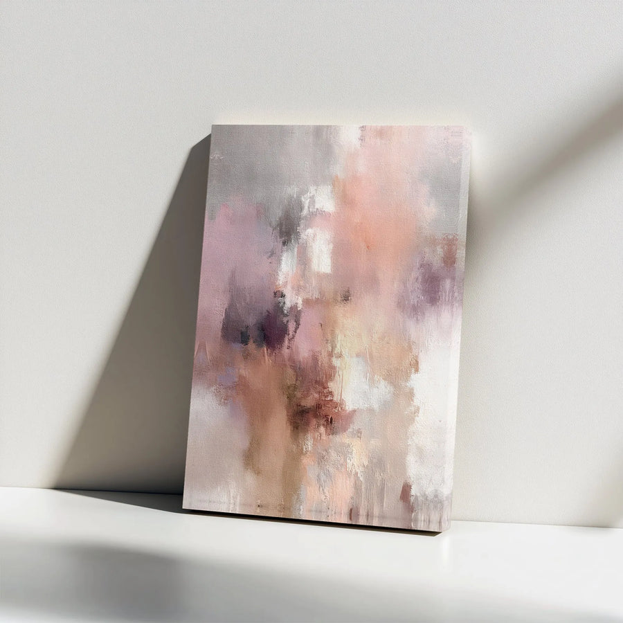 Abstract Canvas Wall Art | Blush Pink and Gray Modern Painting | Premium Gallery Wrapped Print | Minimalist Home Decor for Living Room Office
