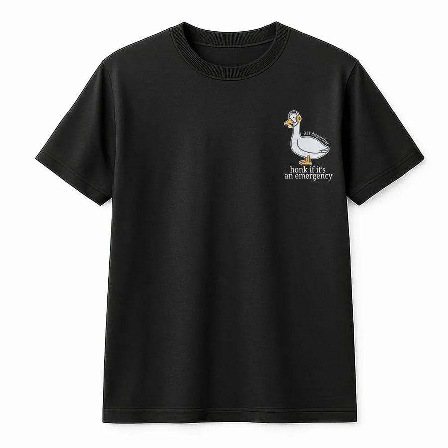 Funny Goose Dispatcher T-Shirt | Honk If It's An Emergency Graphic Sweatshirt | Soft Cotton Blend Pullover | Gift for 911 Operator and EMT